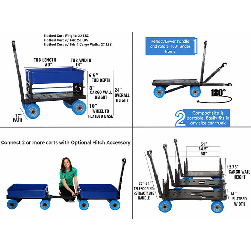 Mighty Max Multi-Purpose Dock Cart Wagon, Blue Tub image number 4